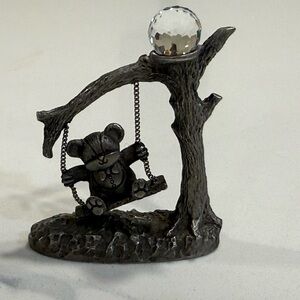 Charming Bear Swing Sculpture in Gray